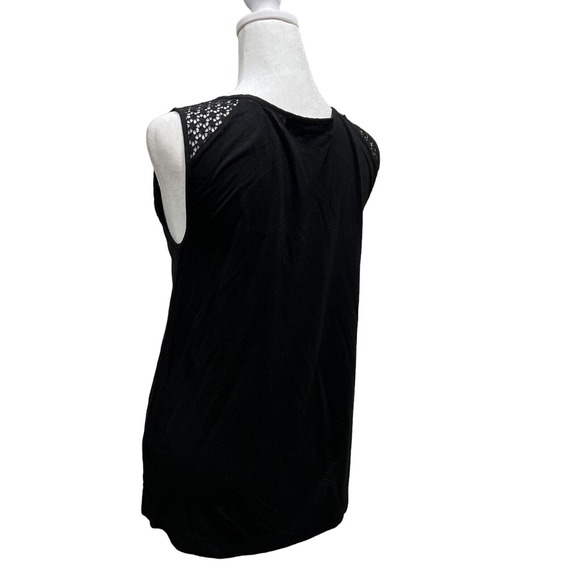 Loft Women Shirt Size Small Black Sleeveless Front Detailed Crochet Boho - Picture 2 of 11